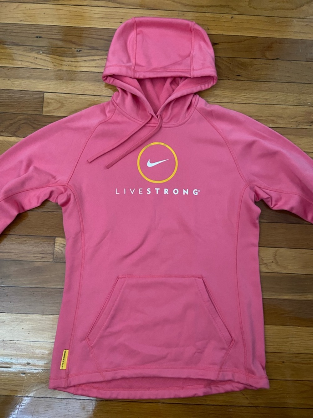 Nike Pink LIVESTRONG Hoodie with Yellow Accent